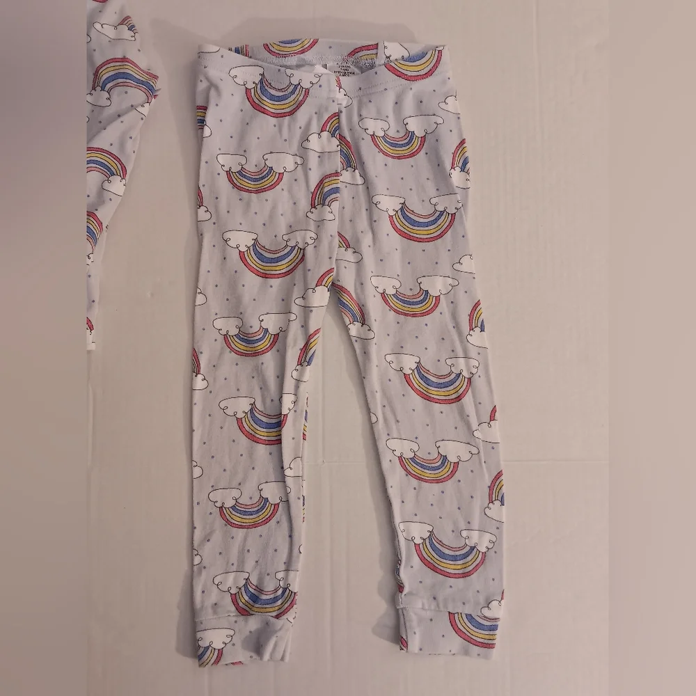 GAP Rainbow Polka Dots Clouds Print Pajama Set Long Sleeve Pants Soft pjs
